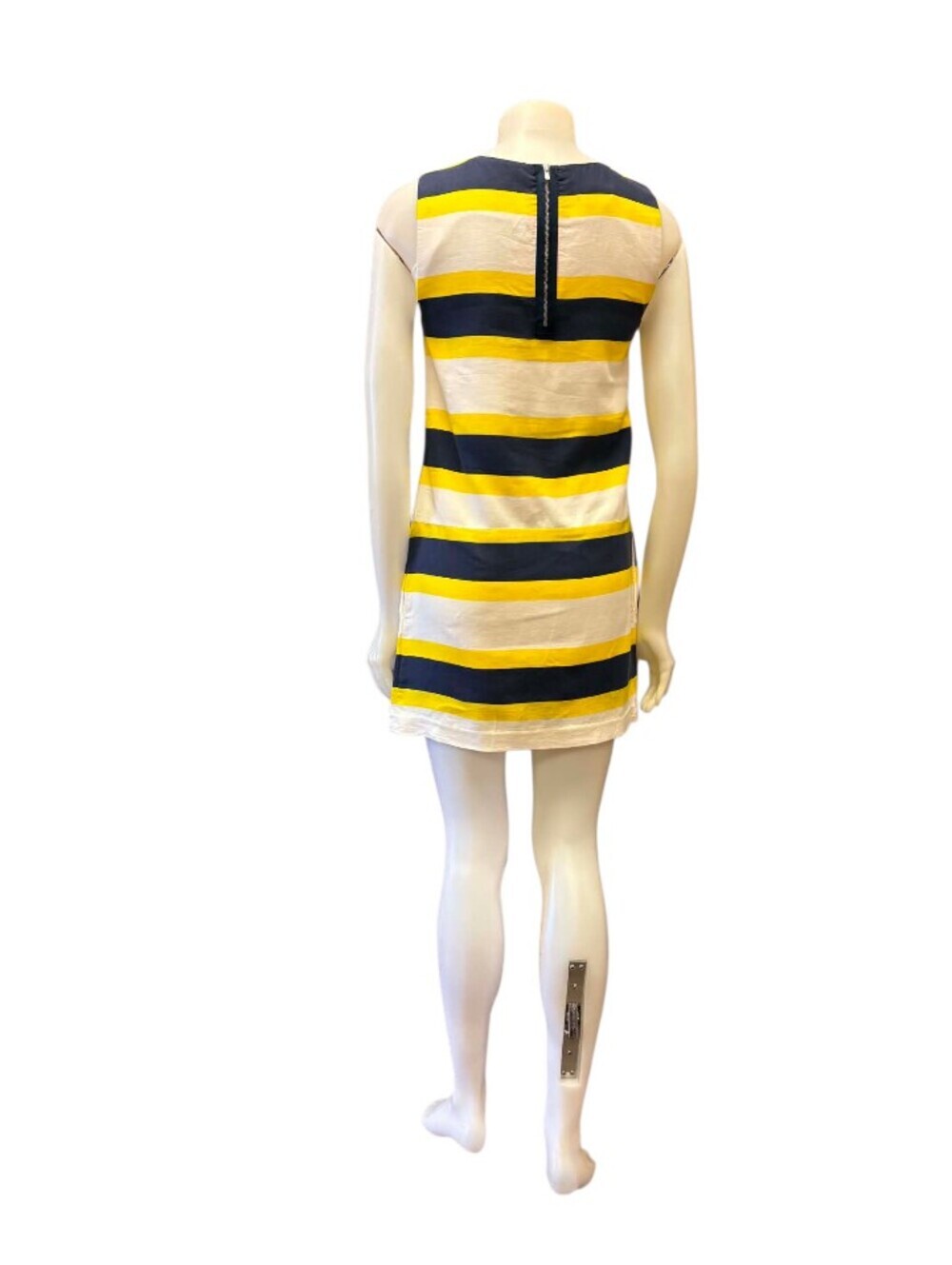 Lacoste Striped Mini Dress EUC Sleeveless Mini Blue Yellow White Size 36 - Picture 2 of 7